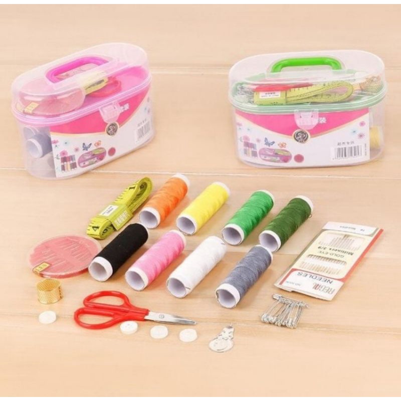 alat jahit 1 set sewing box 1 set alat jahit benang jarum gunting