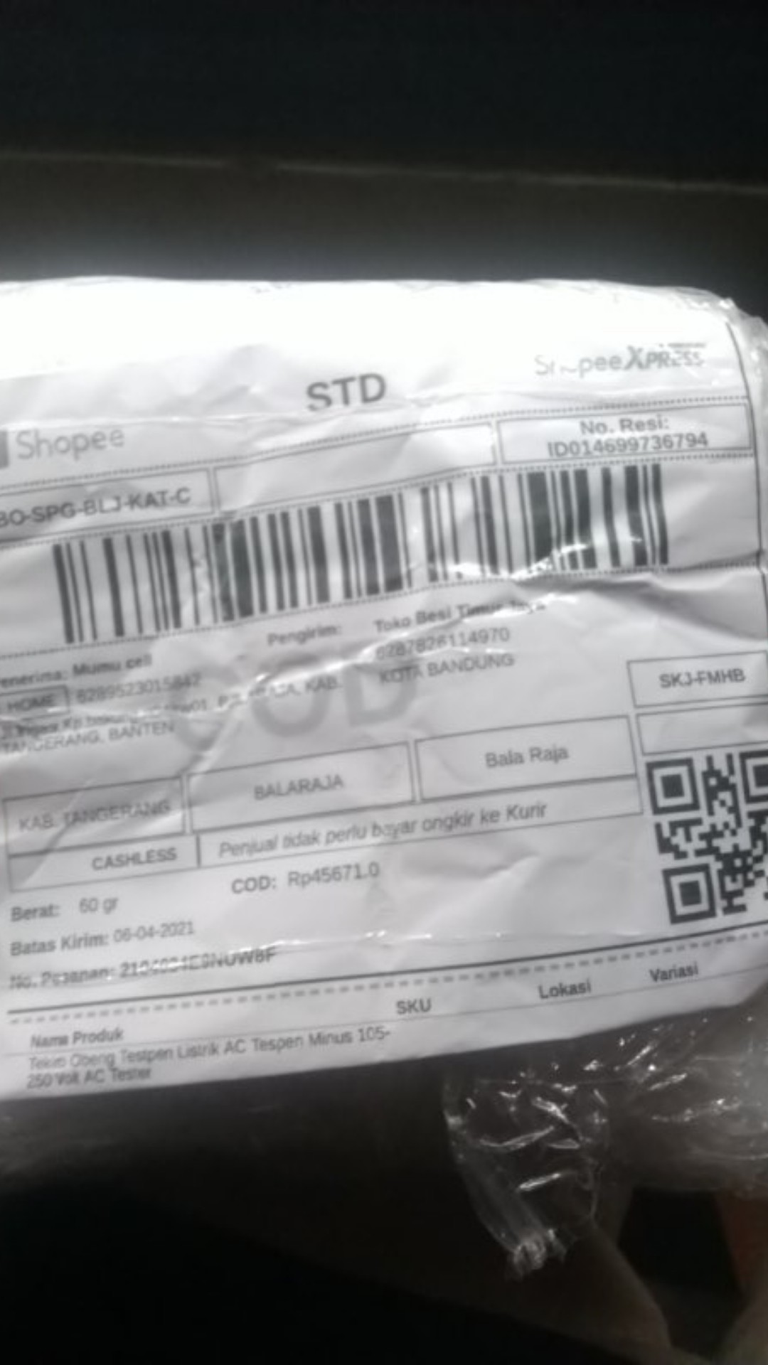 Tekiro Obeng Testpen Listrik Ac Tespen Minus 105-250 Volt Ac Tester