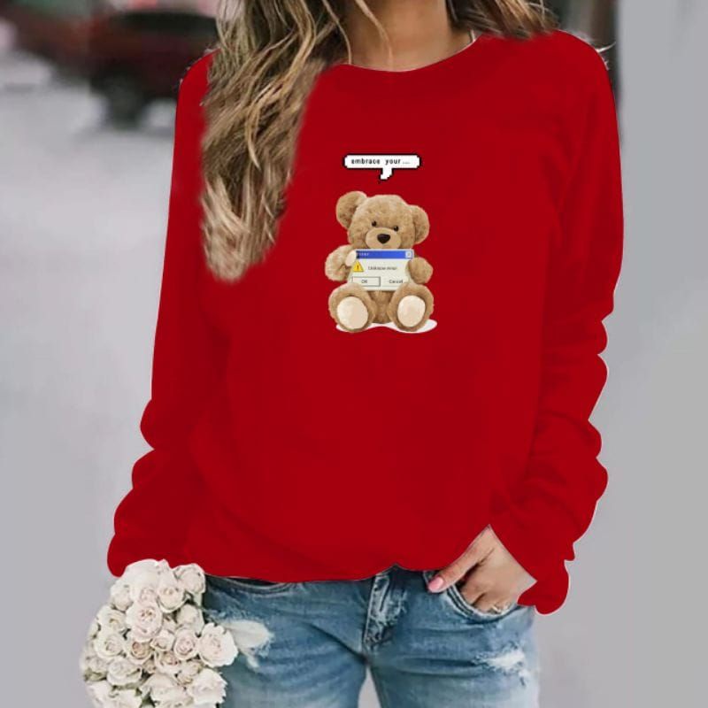 baju lengan panjang TEDDY BEAR wanita kaos Distro keren dan Trendy kekinian / kaos terlaris