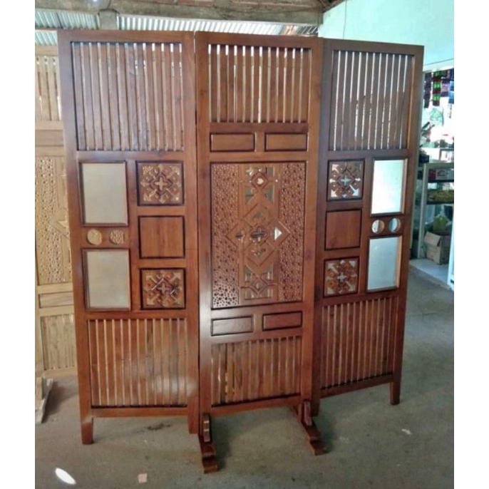 Sketsel Penyekat Minimalis Modern Ukir Jati Jepara