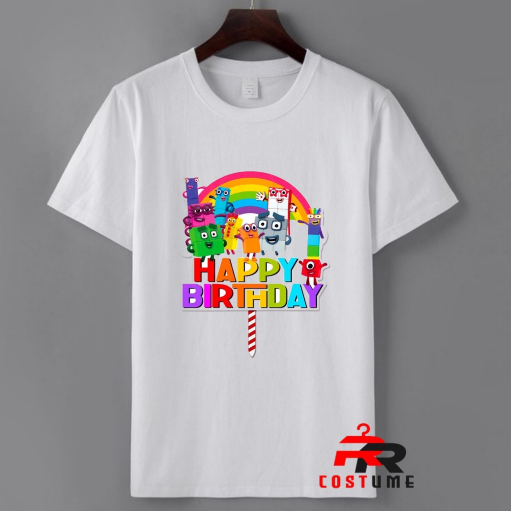 BAJU ANAK KAOS ANAK NUMBER BLOCKS HEPPY BIRTHDAY BAHAN PREMIUM