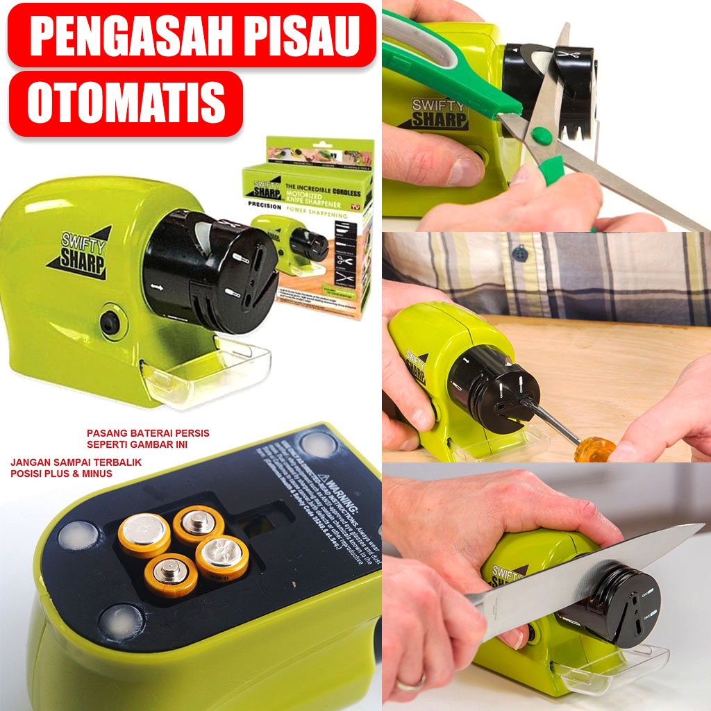 Swifty Sharp Asahan Pisau Otomatis Motorized Knife Sharpener - Pengasah Pisau Swifty Sharp Pengasah Pisau Elektronik Pengasah Pisau Listrik Pengasah Pisau Baterai