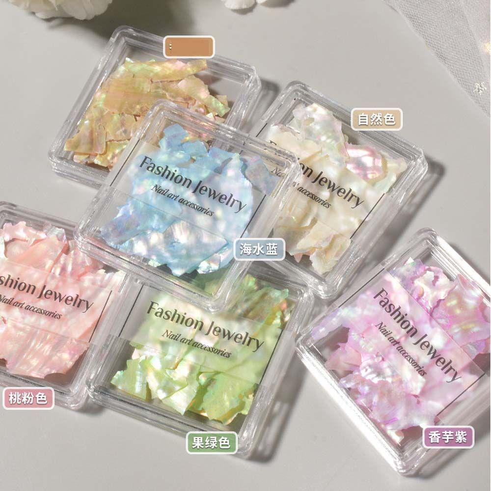 Needway   3D Nail Art Dekorasi Sangat Tipis Sorot Mutiara Shell slice Nail Sequin Manicure Aksesoris Alami Sea Shell Abalone Hiasan Kuku