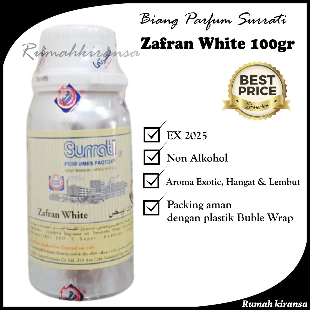 Parfum ZAFRAN WHITE 100gr | Parfum Surrati | Surrati Perfumes | Bibit Minyak Wangi