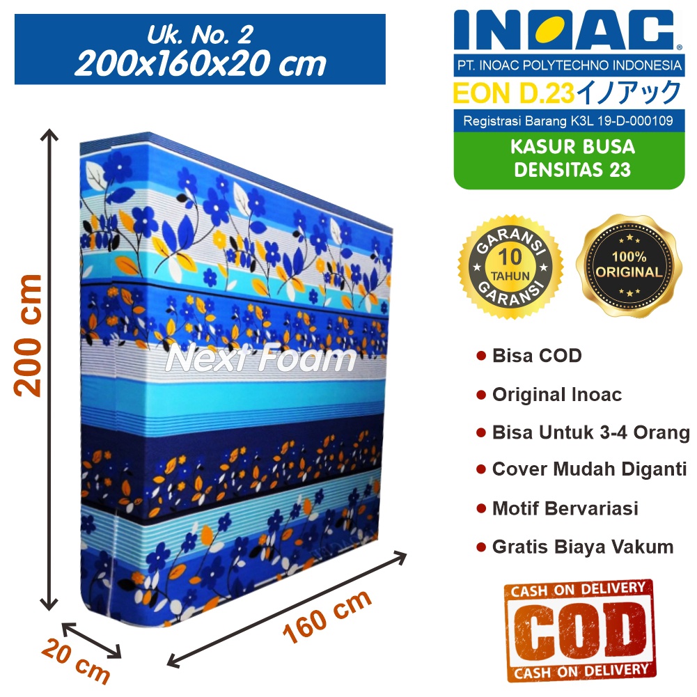 Kasur Busa Inoac Ukuran No 2 200x160x20 cm Tebal 20 cm EON D23 ORIGINAL INOAC Garansi 10 Tahun Asli