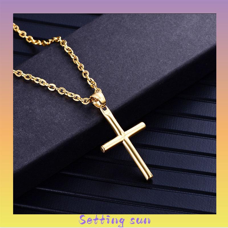 Kalung-SWalib Pria Rantai Vintage Cross-SWalib Liontin Kalung TN