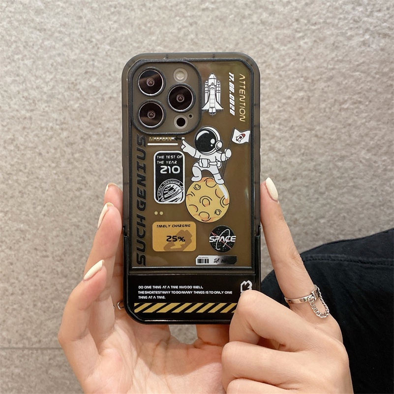 Soft Case Silikon Transparan Motif Astronot Untuk iPhone 13 12 11 Pro Max X Xr Xs Max 8 7 Plus