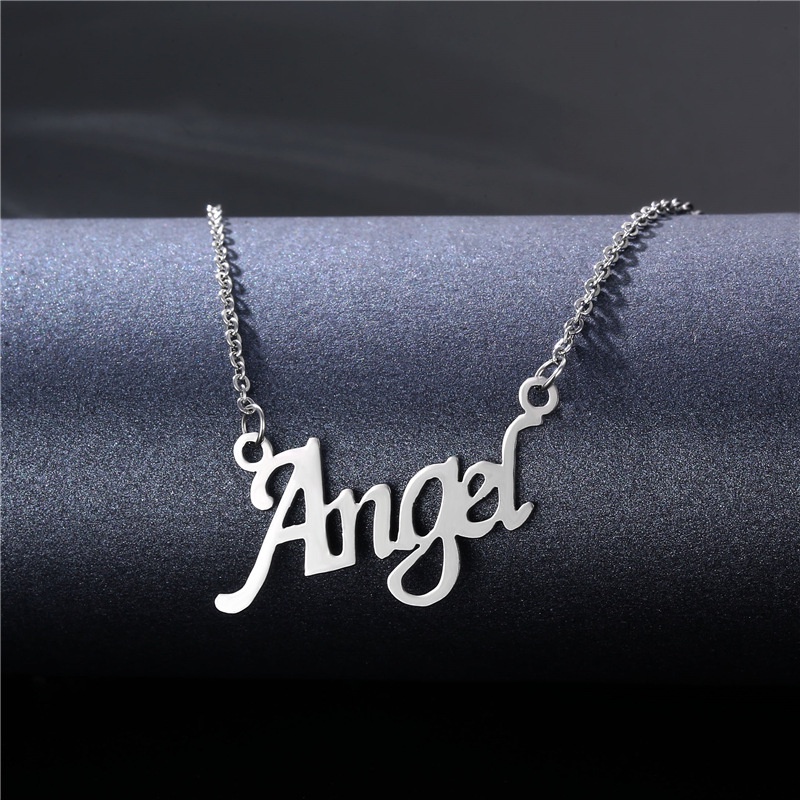 Stainless steel Bahasa Inggris huruf malaikat kalung Eropa dan Amerika gaya dingin kalung angel klav