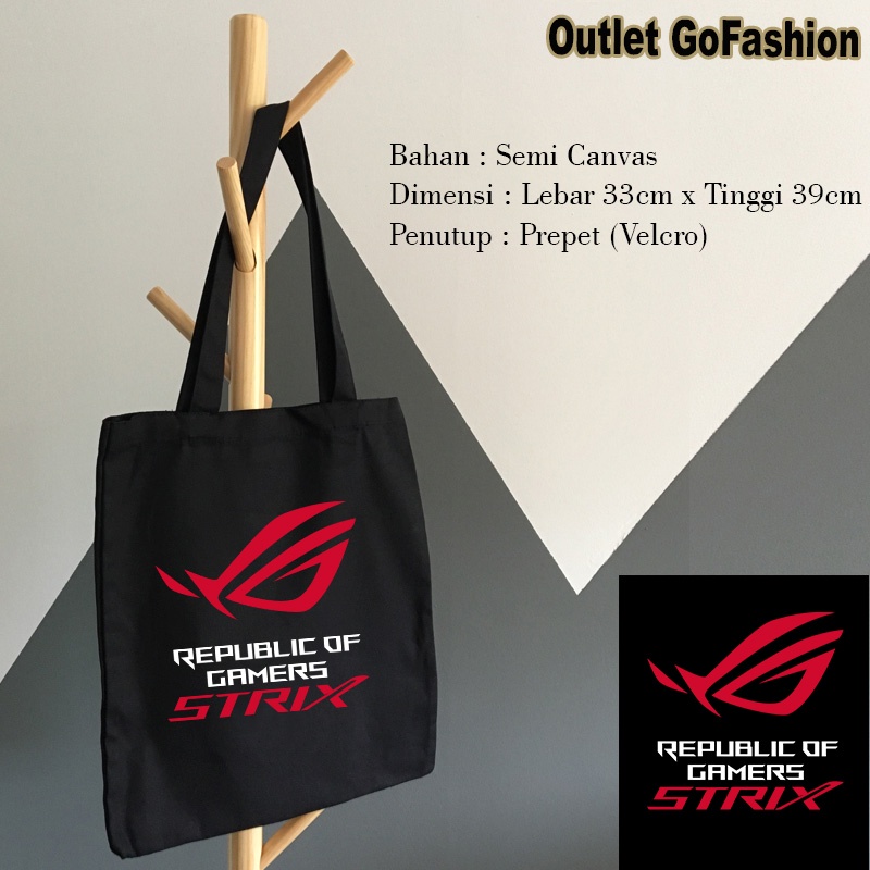 Tas Totebag Rog Strix Republic Of Gamers Game Gaming Keren Bahan Canvas Distro Premium Gratis Ongkir