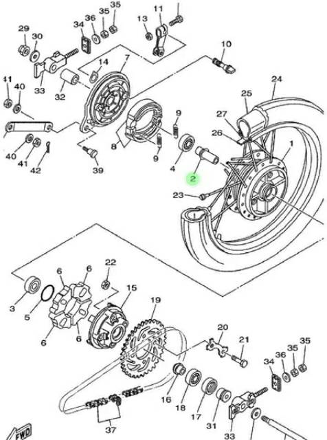 COLLAR BOSH BOS TENGAH TROMOL RODA BEKAKANG  CRYPTON VEGA R JUPITER Z  105 110 LAMA OLD ORIGINAL YGP 4ST-F5316-00