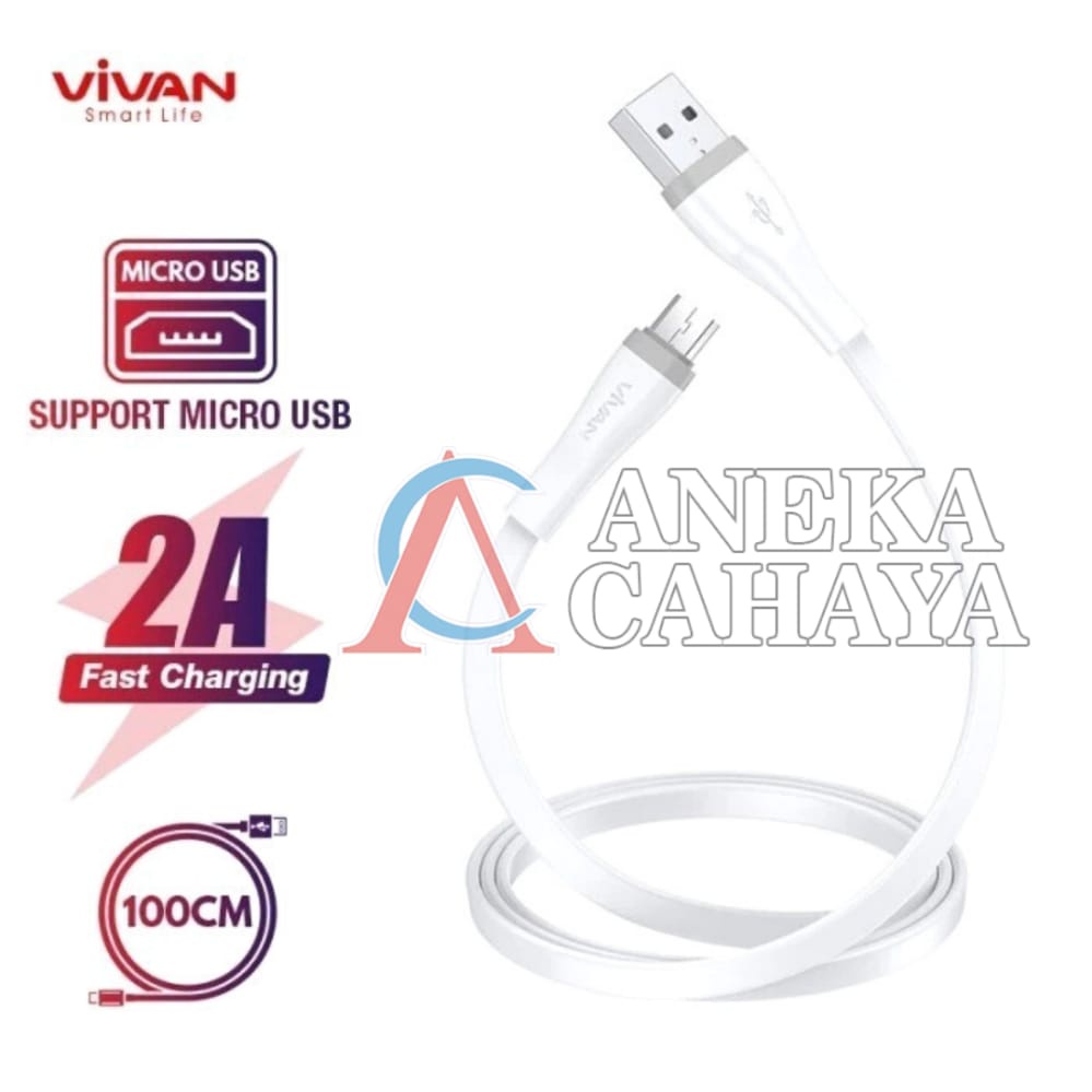 VIVAN Kabel Data SM100S Cable Data Micro USB 1M Fast Charging 2A For Android Garansi Original Resmi