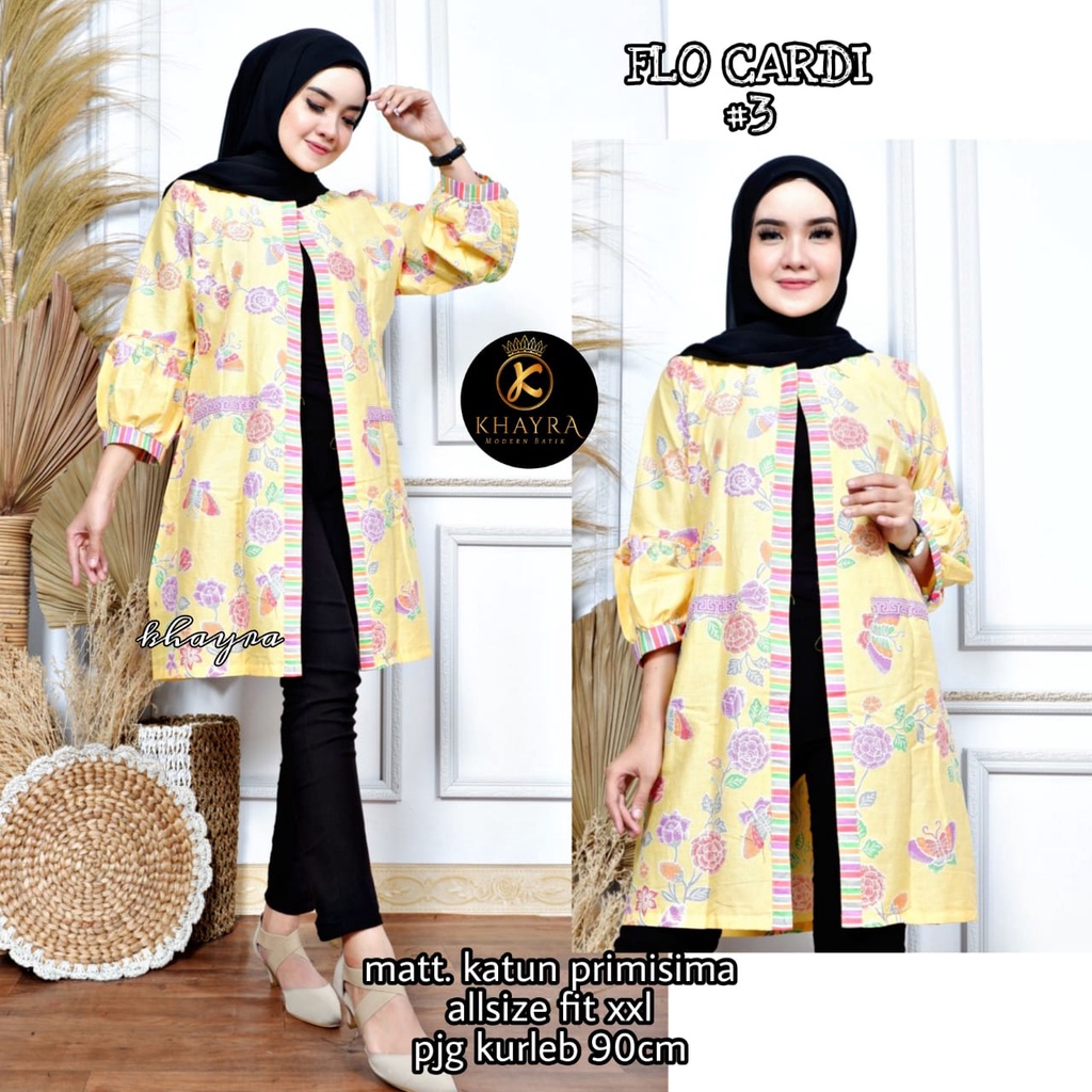 Elo cardi outer lengan atasan kerja batik solo modern