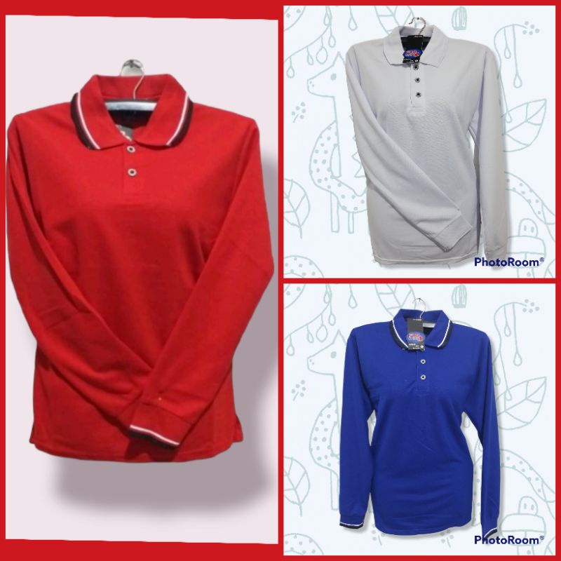 polo tshirt/Kaos kerah lengan panjang polos pria/wanita/kaos polo lengan panjang