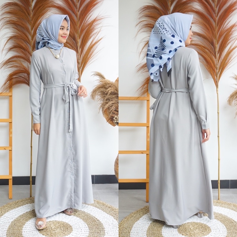 ELIZA DRESS FULL KANCING PAKAIAN GAMIS MUSLIM WANITA BUSUI DAN WUDHU FRIENDLY KEKINIAN TERBARU BAHAN SHAKILA PREMIUM SIZE M L XL DAN XXL TERMURAH BY ZENIC_ID BISA COD