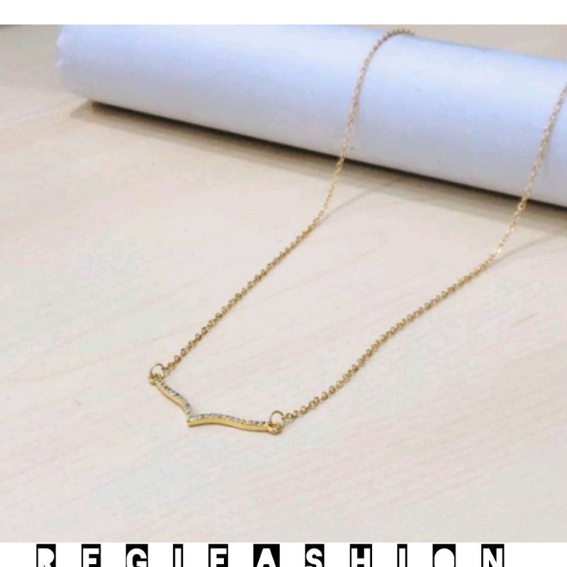 Kalung Fuji Viral Gold Kalung Wanita Korea Kekinian Anti Karat Tidak Luntur Titanium Asli