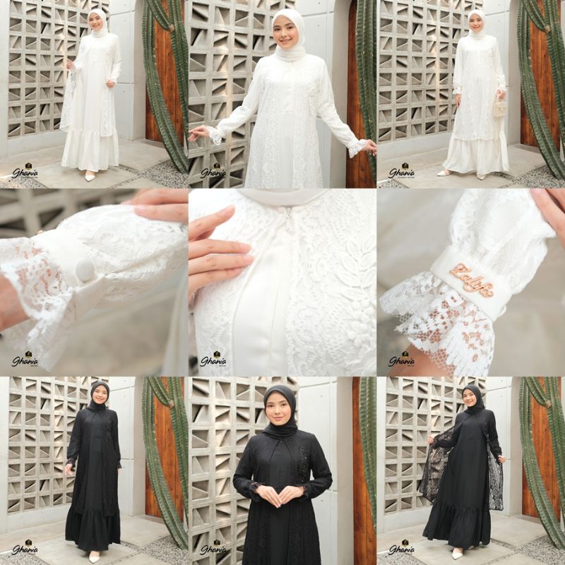 ZALIFA GHANIA DRESS | DRESS BUSUI GAMIS PUTIH HITAM 100% ORIGINAL
