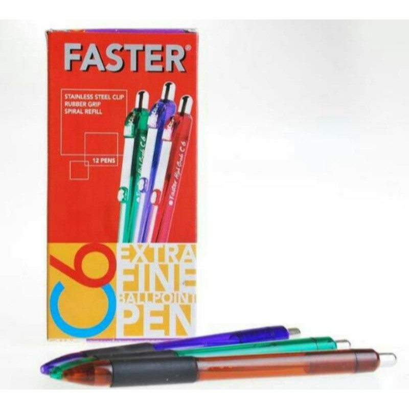 PULPEN / BALLPOINT FASTER C6 BLUE (BIRU) CETEK GROSIR TERMURAH