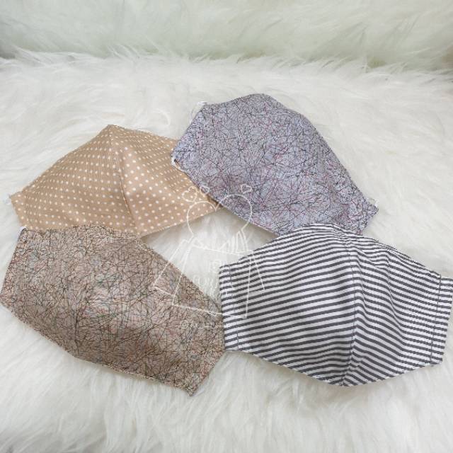 Masker Kain Katun Set (dengan kawat penyangga hidung)