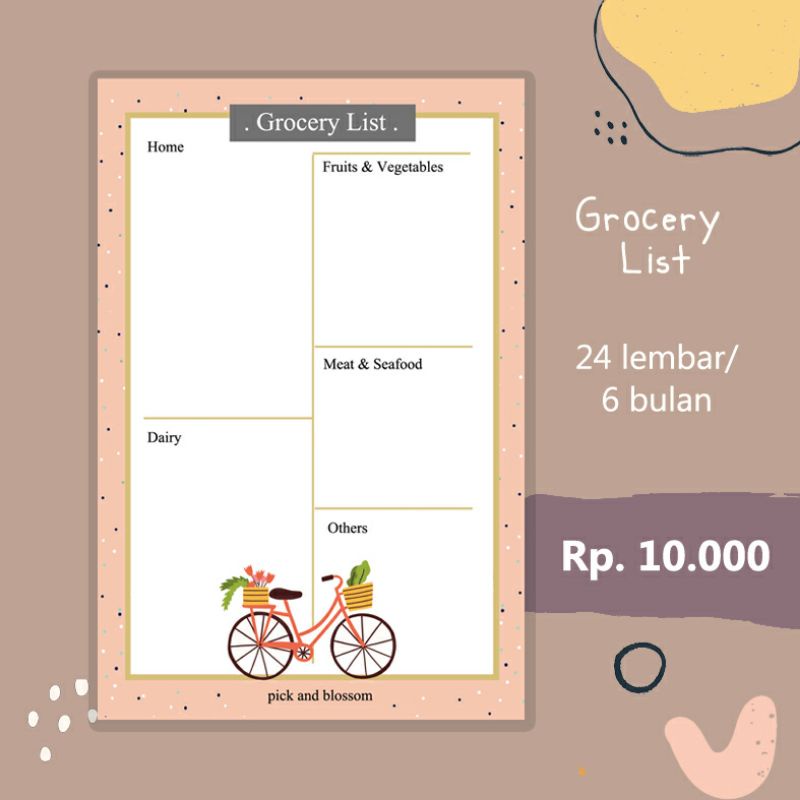 

(fiafabric) RENCANA BELANJA | GROCERY PLANNER 24 LEMBAR