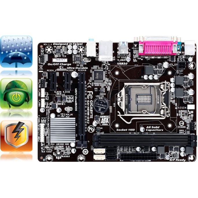 Motherboard Gigabyte H81M-DS2 Lga1150 ddr3 intel h81 hdmi-vga-usb-rj45-ps2-serial-pararel-aux 3.5mm