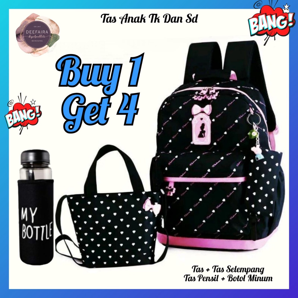 Tas Ransel Anak Perempuan N1 Free Botol Minum Backpack Anak Tk Sd Dan Smp