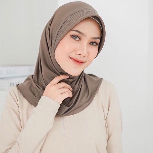 HIJAB SPORT INSTAN / JILBAB VOLLY / HIJAB INSTAN OLAHRAGA BAHAN JERSEY BALON