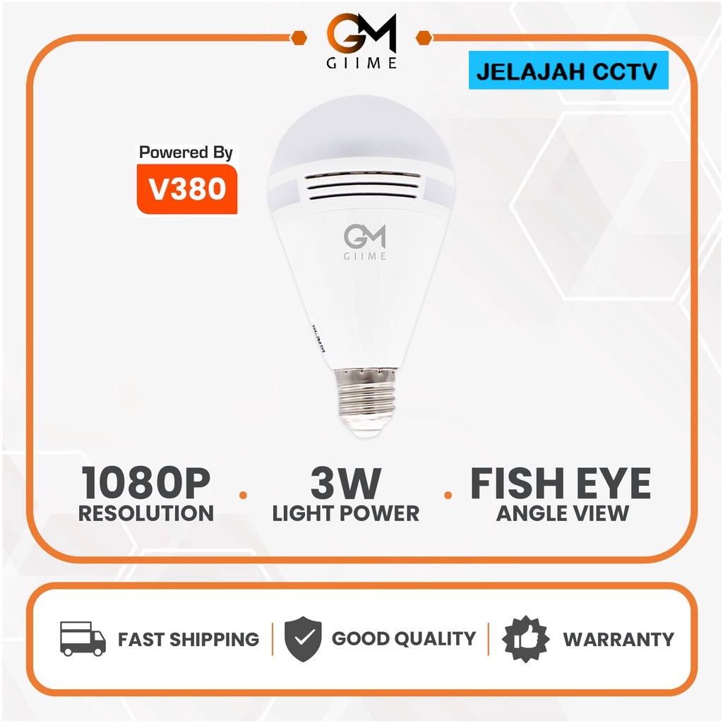 Giime - Kamera Full HD - Triton Cctv Camera Wifi Bulb Hasil Fish Eye 130° 1080Hd Support Sd Card Ori