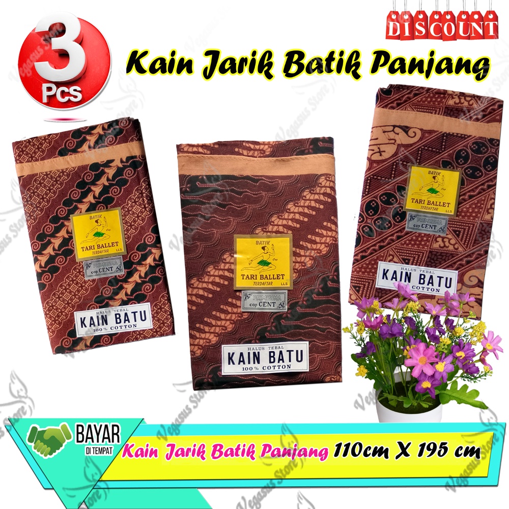 [Pilih 3Pcs Lebih Murah] Kain Jarik Batik Halus Kwalitet batu Panjang Bunga Mawar Super dan Kain Jarik Batik Halus Tari Ballet Kain Batu -Vegasus Store(COD)