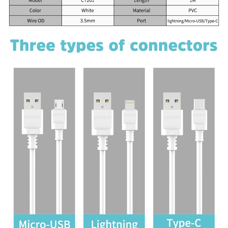 Kivee Kabel Data Type-C USB Fast Charging Cable Original Samsung Xiaomi Vivo Oppo