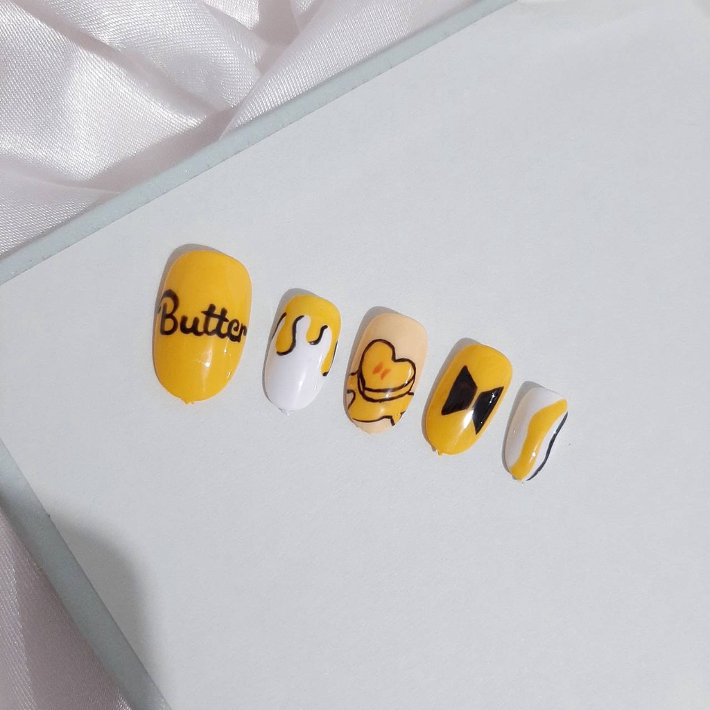 Butter BTS set/ Custom Fake Nails/ Custom Press on Nails/kuku palsu custom