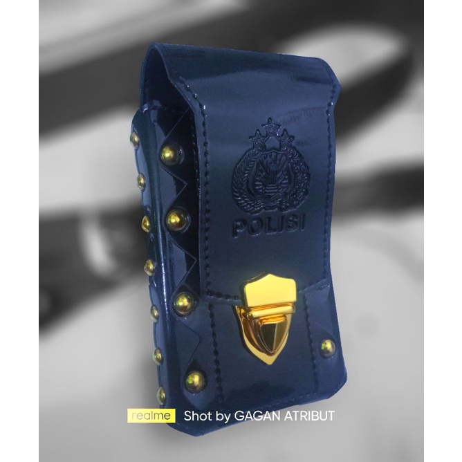 DOMPET HP SARUNG HP TEMPAT HP PINGGANG POLISI LOGO PRES
