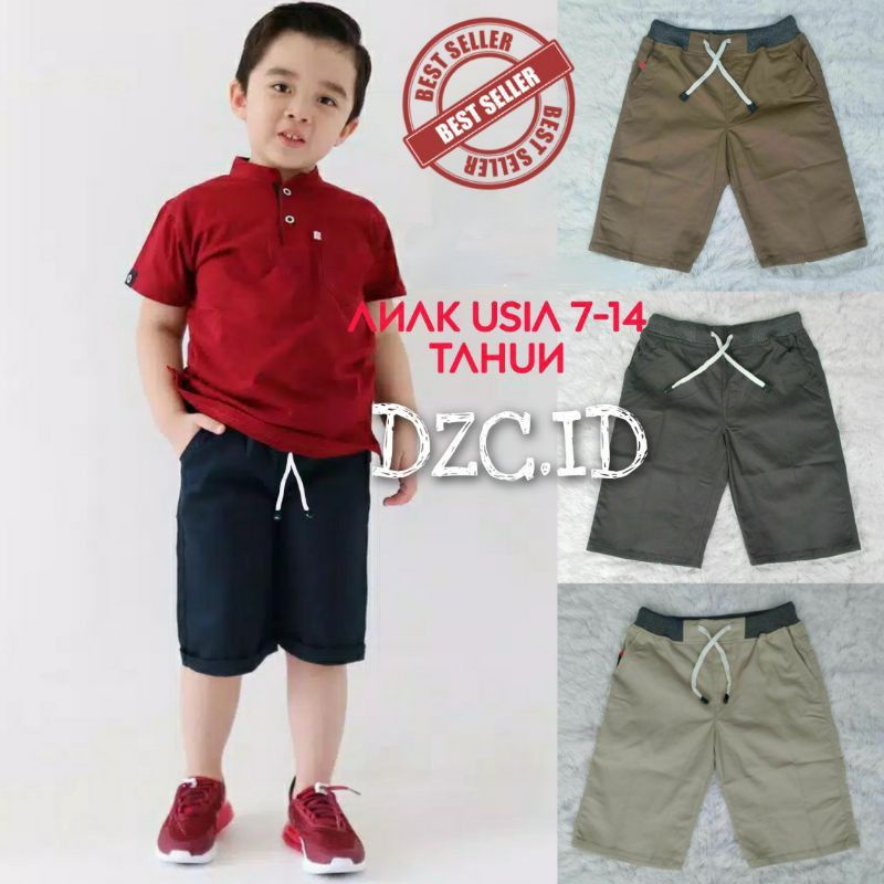 Impusstore Chinos Pendek Anak Pinggang Karet - Chinos Pendek Kolor - Chino Pendek Rip