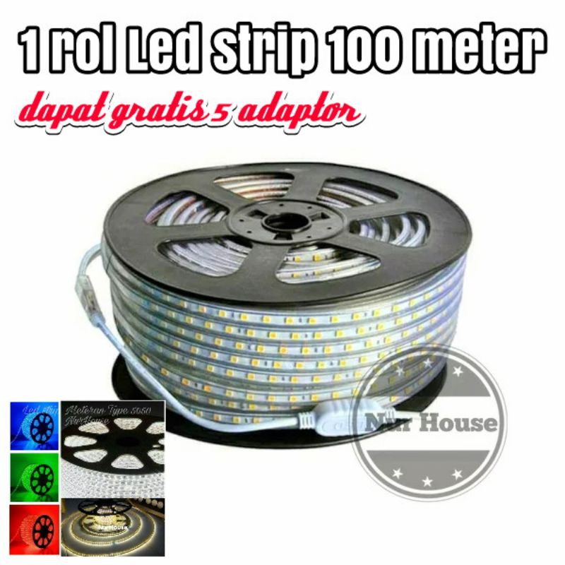 lampu led strip selang 220 volt 1 roll 100 meter