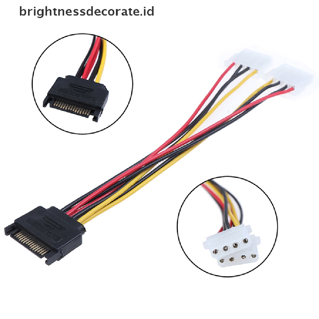 [birth] 15Pin SATA male to double 4 pin molex female ide hdd power harddrive cable [ID]