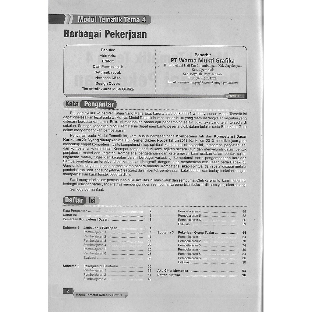 Inspirasi Tematik Tema 4 kelas 4 SD/MI Semester 1 kurikulum 2013 EdisI Revisi 2017-2