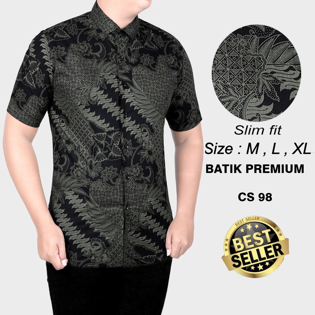 KEMEJA BATIK PRIA SLIM FIT MODERN MEWAH LENGAN PENDEK SLIMFIT CS98