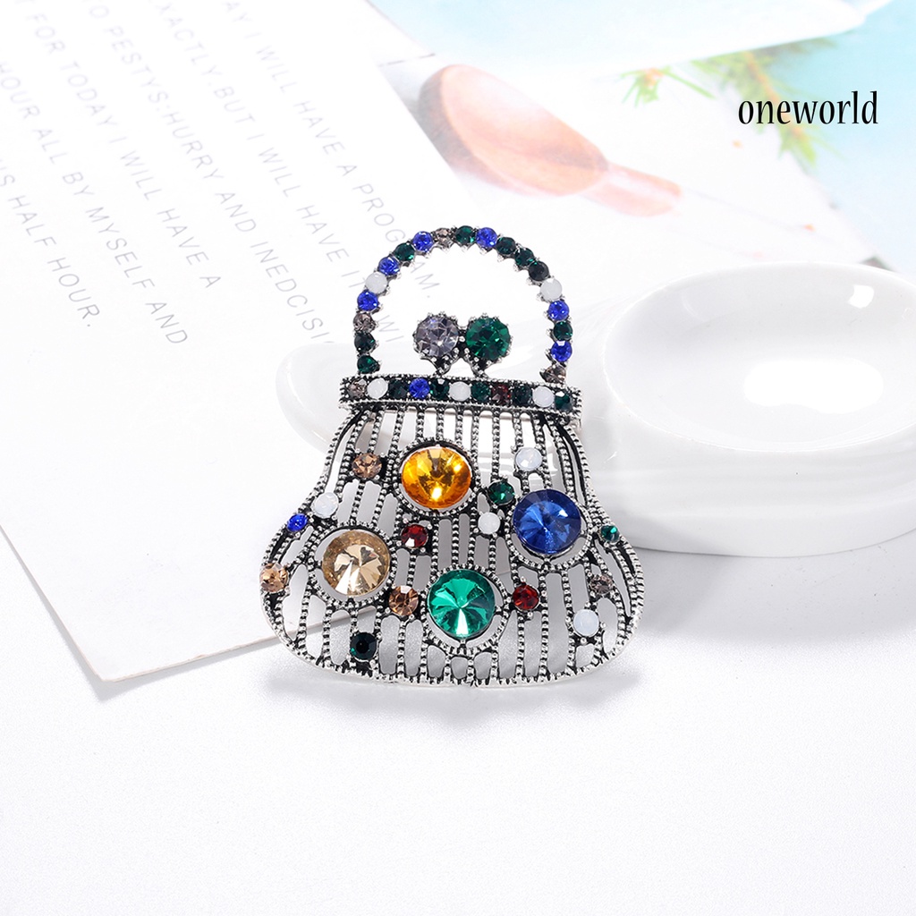 OW@ Brooch Multi-color Decorative Vintage Handbag Shape Lapel Brooch Pin for Party