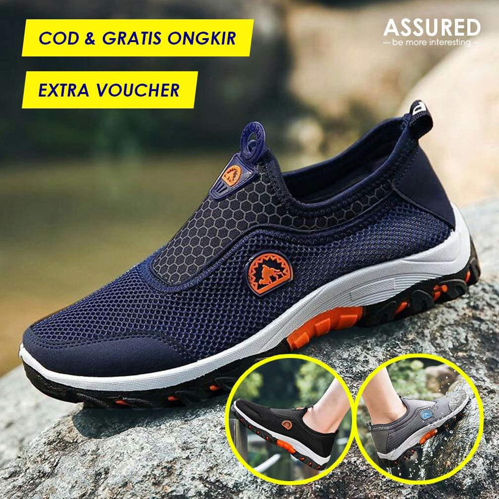 Assured Sepatu Slip On Pria Casual Import Camel Shoes Sneakers Kets Cowok Kasual Tanpa Tali Style Sp