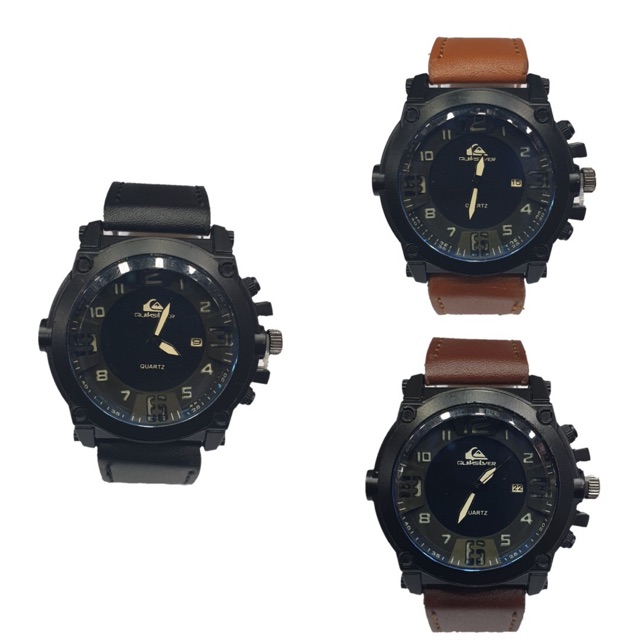 Harga Grosir Jam Tangan Casual Pria Quicksilver Strap Kulit Tanggal