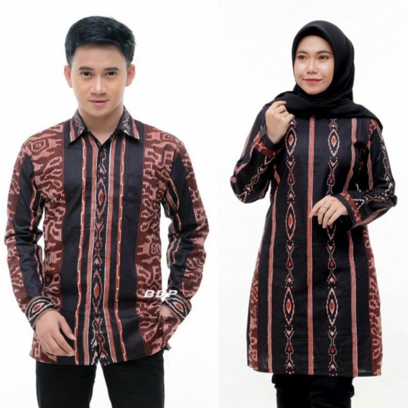 COUPLE BATIK MOTIF TENUN || SARIMBIT BATIK KEMEJA TUNIK