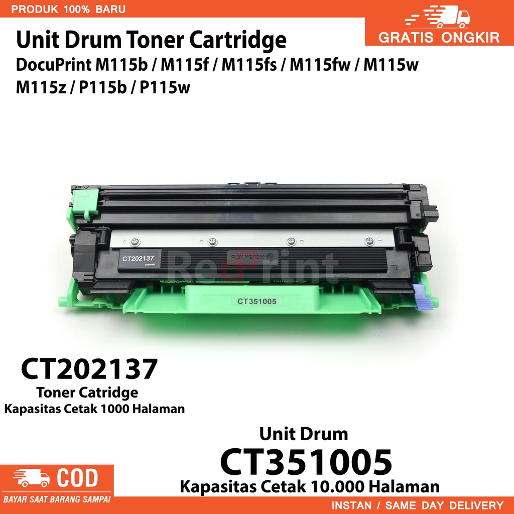 Unit Drum Toner Cartridge Printer DocuPrint M115b / M115f / M115fs / M115fw / M115w  M115z / P115b / P115w