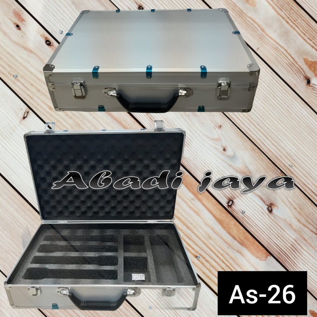 hardcase mic alumenium receiver panjang 4 mic P=31.5cm L=50cm T=12.5cm