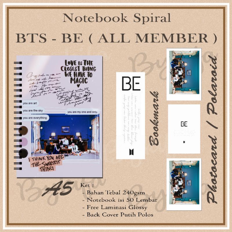 

[TANPA PO] PAKET HEMAT NOTEBOOK 5IN1 A5 - CUSTOM/ KPOP BTS VER. BE - ISI 50