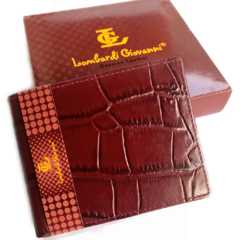 dompet lipat pria kulit asli lombardi giovanni motif croco