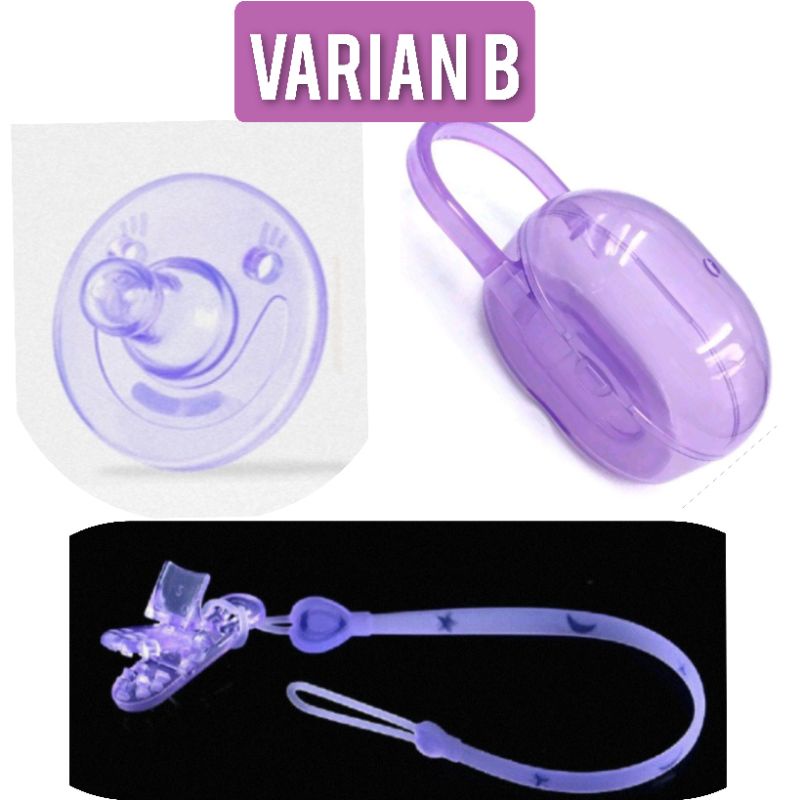 Dot Bayi Empeng Bayi Silikon 3 in 1 set orthodontics bpa free Dot Empeng Bayi Silikon with box and chain-VARIAN B
