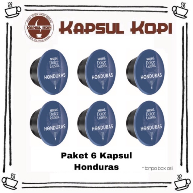 

Paket 6 Kapsul Honduras Kopi Nescafe Dolce Gusto Import Coffee Capsule