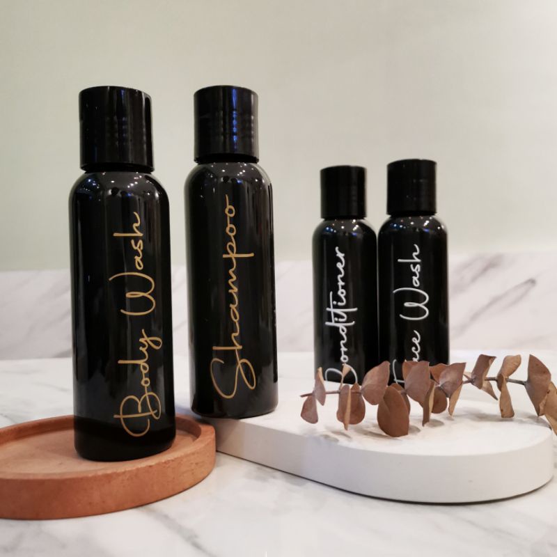 Botol HITAM LUXE 100 ML Aesthetic Bottle Organizer TRAVEL SIZE HITAM /botol refill sabun/ botol isi ulang/botol sabun cuci piring/botol sabun/botol pump/botol anak/bathroom organizer/bathroom amenities/botol fliptop presstop