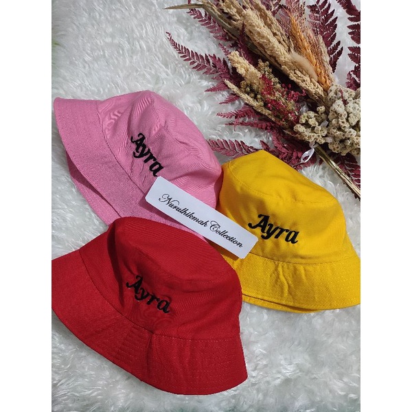 Topi Bucket Anak Polos/Custom Nama GRATIS Suka-Suka Usia 1-10 Tahun