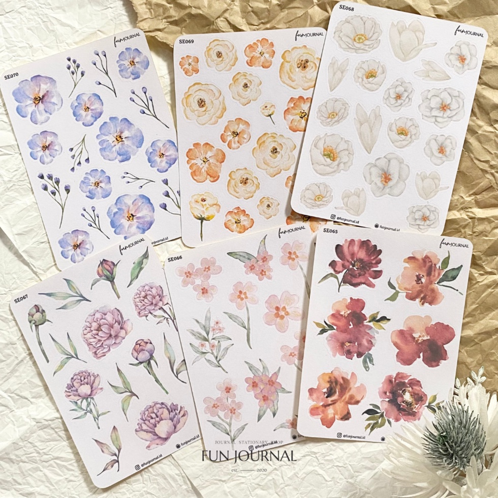 

FLOWER PAINT STICKER STIKER SHEET UNTUK JURNAL JOURNAL PLANNING PLANNER SCRAPBOOK DIY