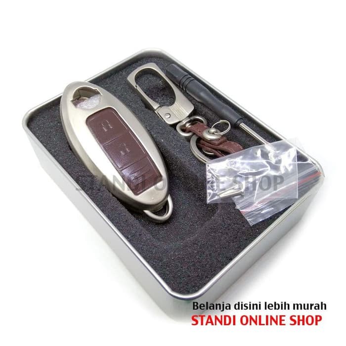 Sarung Kunci Remote Cover Smartkey Alloy Nissan Juke Coklat